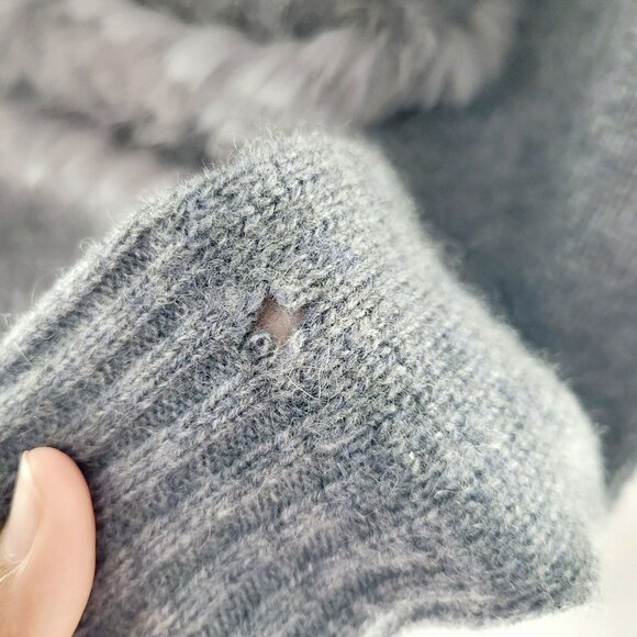 Cashmere Project Gray Cardigan Cashmere with Rabbit Fur Trim Women's Size Small - Picture 11 of 12